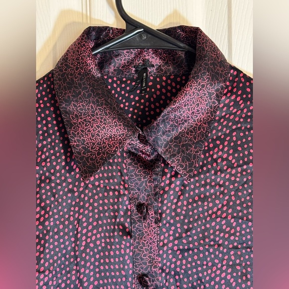 Shirt Dress Large Lapis Pink Polka Dot Black Long Vintage Apparel NWT - Picture 3 of 12